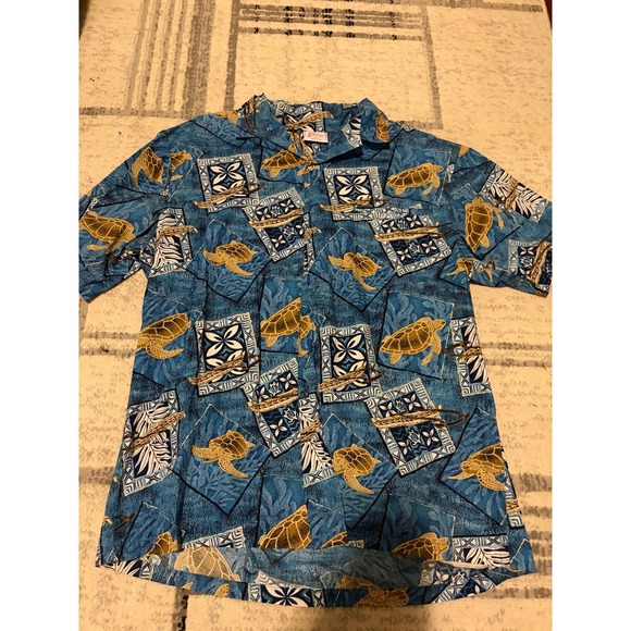 Kalena Fashions Other - Kalena Fashions Hawaii Button Up Shirt Mens Large Blue Sea Turtle Aloha SKU 57